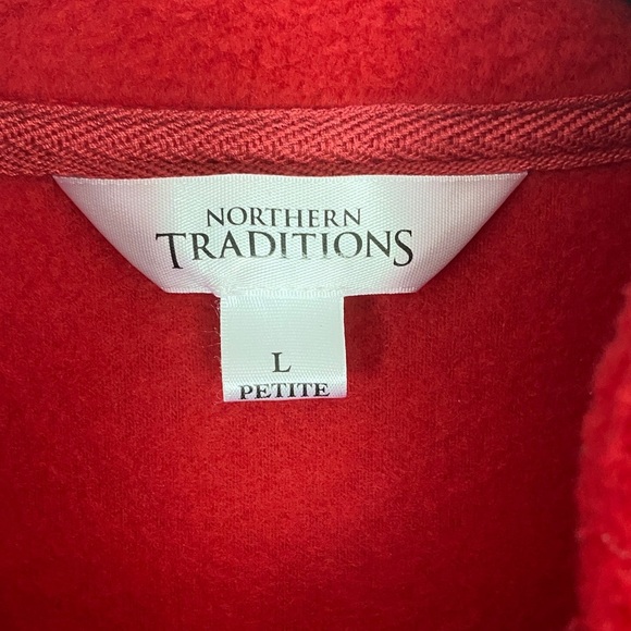 Red Embroidered Fleece Jacket by Northern Traditions Size LP - Picture 3 of 11